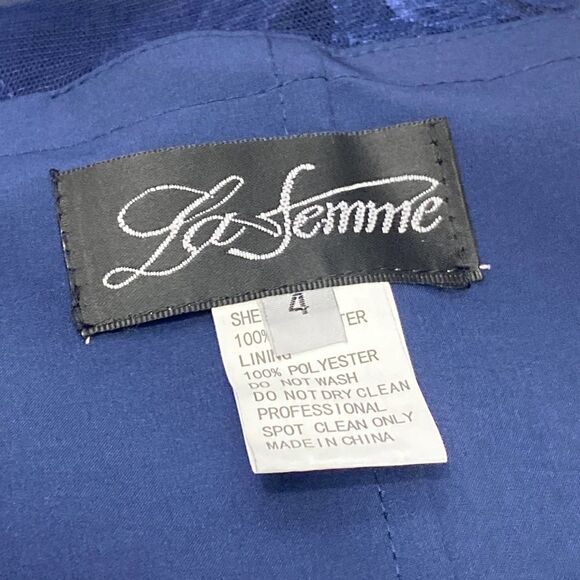 La Femme 28053 Floral Embroidered Mesh A-Line Gown 4 - Picture 5 of 5